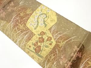 本場筑前博多抽象草花模様織出し袋帯